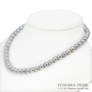 グレー系あこや真珠パールネックレス＜8.5〜9mm＞N-12443 : 糸川真珠