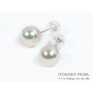 無調色花珠真珠あこや真珠ピアス＜9mm＞スタッド・PT900鑑別書付 PE