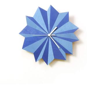 Origamiブルー - 29cm手作りの木製の壁時計｜itomasasyoukai