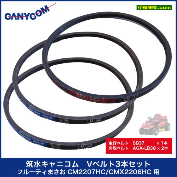 筑水キャニコム　Vベルト3本セット　フルーティまさお CM2207HC/CMX2206HC 用