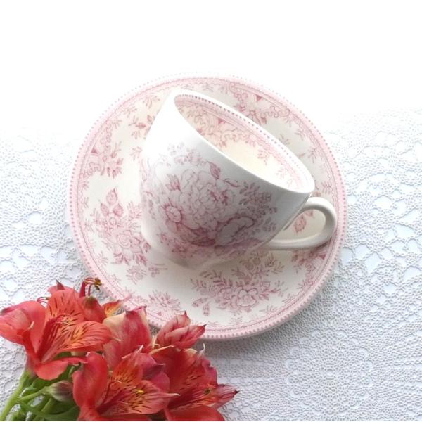 バーレイ ピンク アジアティックフェザンツ カップ ソーサー BURLEIGH 鳥 花 イギリス製 ...