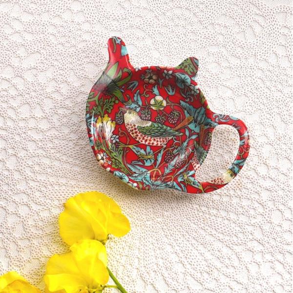 ウィリアムモリス ティーバッグ トレイ  ストロベリーシーフ レッド 赤 いちご泥棒 メラミン トレ...