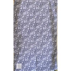 バーレイ ブルー キャリコ ティータオル  フラワーモチーフ