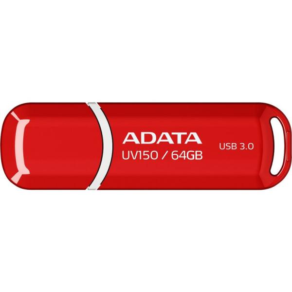 ADATA USBメモリ USB3.2 Gen1 64GB キャップ付 レッド AUV150-64G...