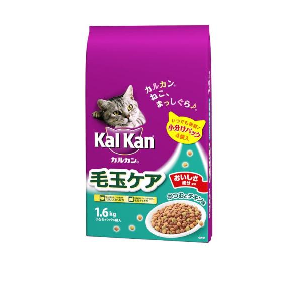 カルカン ドライ 毛玉ケア かつおとチキン味 キャットフード 成猫用 1.6キログラム (x 6) ...