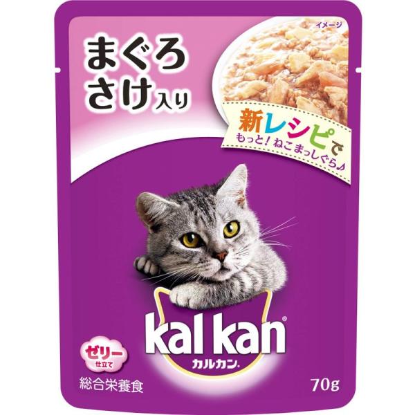 カルカンカルカン パウチ キャットフード まぐろ さけ入り 成猫用 70グラム (x 16) (まと...