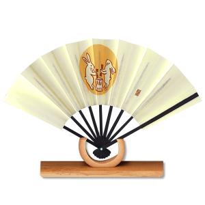 外国へのお土産飾り扇子/七福神セット＜ゴマ竹台付き ＞(Ra303) : 扇子