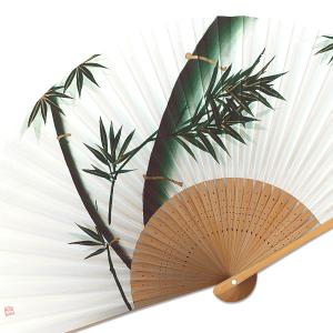 男性用京扇子/京彫り 手描 竹(Aa26)の詳細画像2