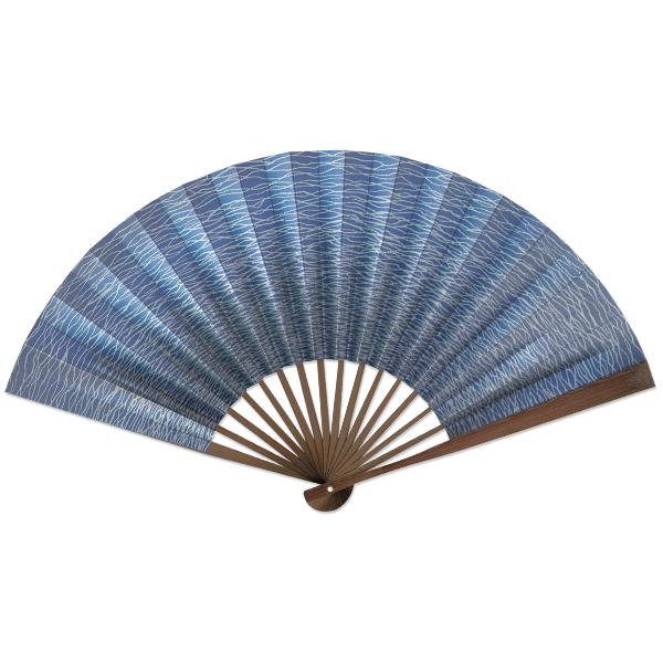 男性用京扇子 8.5寸紙扇子 唐木染 写型 さざなみ (Al01)