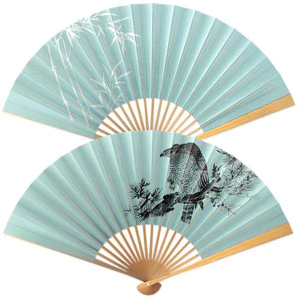 男性用 京扇子 8寸 鷹/竹(Al30)