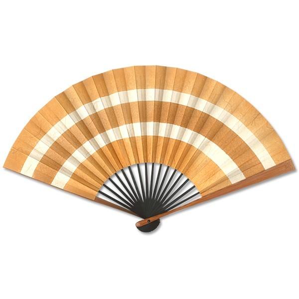 男性用京扇子8寸三段線　茶(Al35)