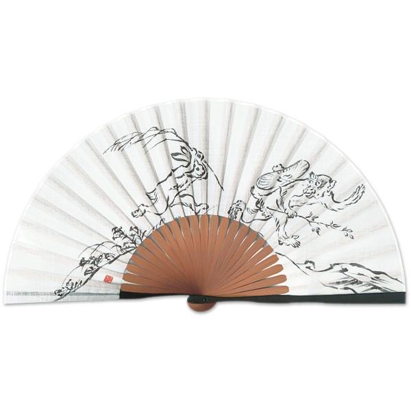 布扇子/墨絵/鳥獣戯画/京扇子(Cb02)