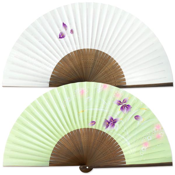 女性用紙扇子/蘭グリーン(Db21)