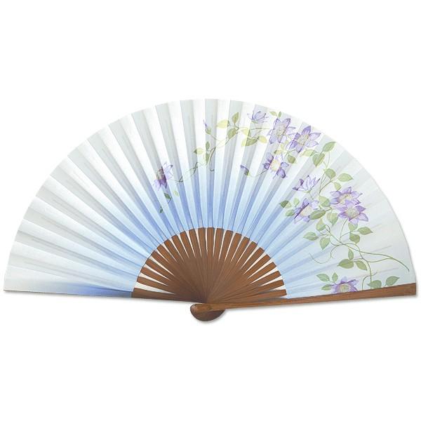 女性用京扇子/鉄線水色　焼き煤竹(Db35)