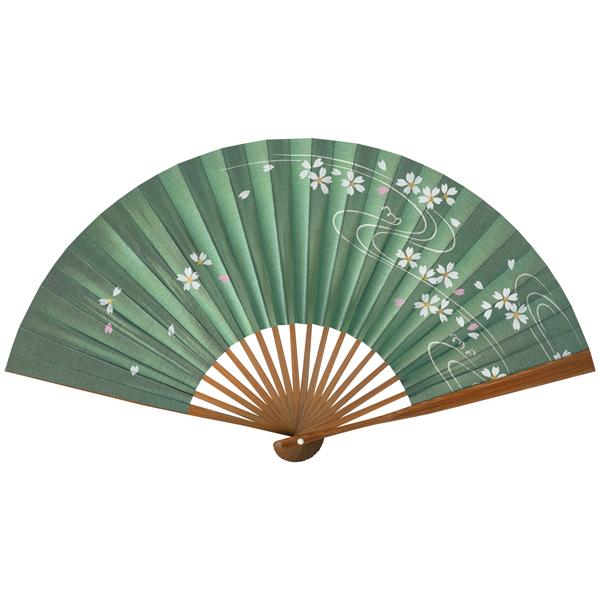 女性用京扇子/唐木写型　桜緑地(Db42)