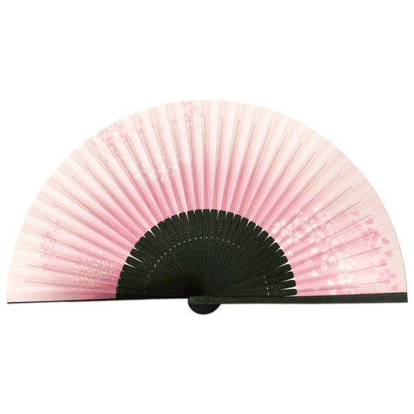 女性用紙扇子 黒染骨 桜 (Dc04)