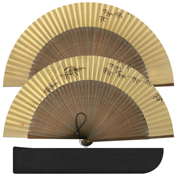 男性用セット扇子 竹 手描き 京扇子 Fa05(Fa05)