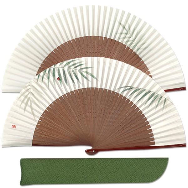 【桐箱】女性用セット扇子 てんとう虫 扇子袋付き/手描き京扇子(Ga11)