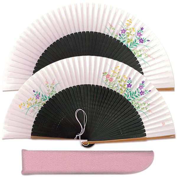 【桐箱】女性用セット扇子 秋草/扇子袋付き(Ga202)