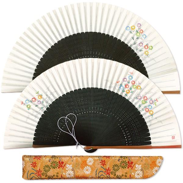 【桐箱】女性用扇子セット 小菊/扇子袋付き(Ga203)