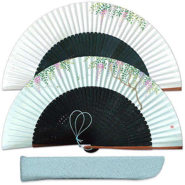 【桐箱】女性用セット扇子 藤/扇子袋付き(Ga204)