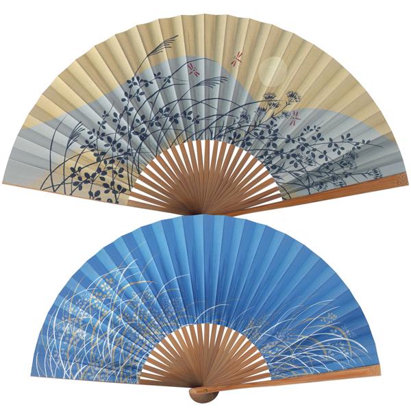 【化粧箱】ペアー扇子/月にとんぼ＆露芝(Ia204)
