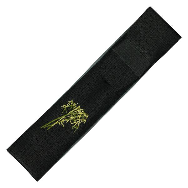 扇子 7.5寸用 刺繍 扇子袋 黒地 笹 被せ 折返し (La701)