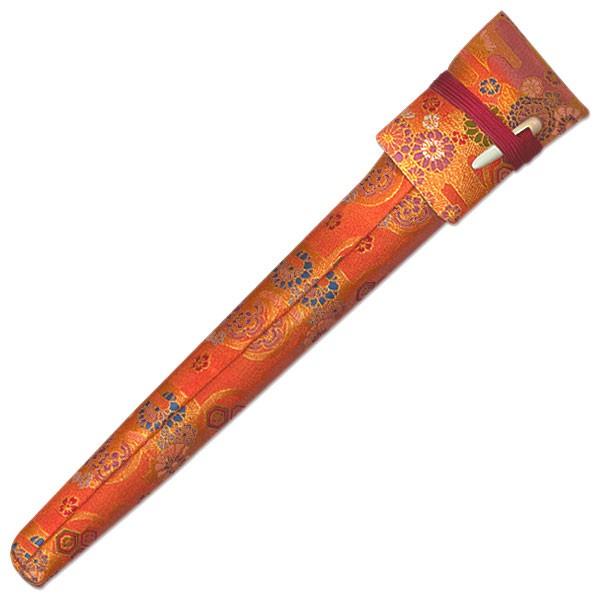 舞扇用 化繊金襴 錦雲百花繚乱/オレンジ(Lh-m06)