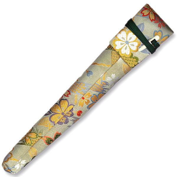 舞扇用扇子袋　金襴　和桜に鹿の子/象牙色(Lh-m39)