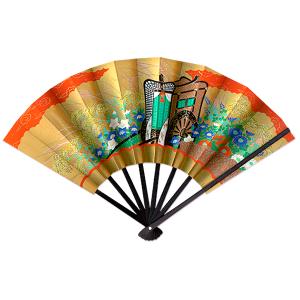 外国へのお土産飾り扇子/七福神セット＜ゴマ竹台付き ＞(Ra303) : 扇子