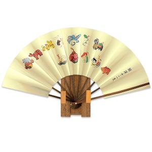 外国へのお土産飾り扇子/七福神セット＜ゴマ竹台付き ＞(Ra303) : 扇子