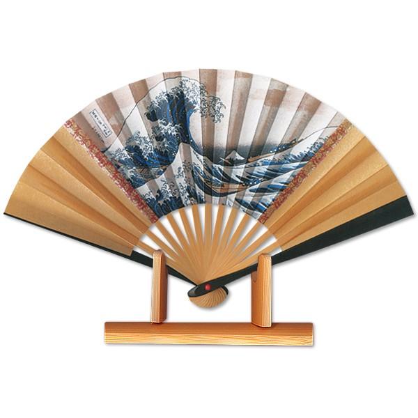 日本のお土産/台付き 茶扇3/浪裏(Rd003)