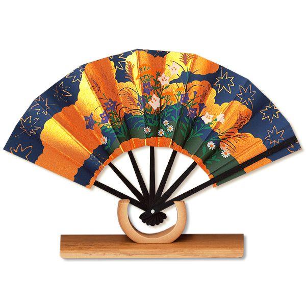 外国へのお土産/豆扇子 秋草　青【扇子単品】(Rf007)