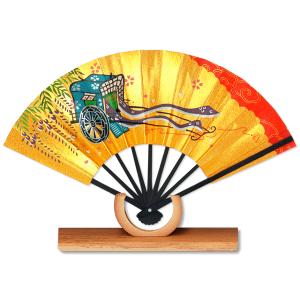 外国へのお土産飾り扇子/七福神セット＜ゴマ竹台付き ＞(Ra303) : 扇子