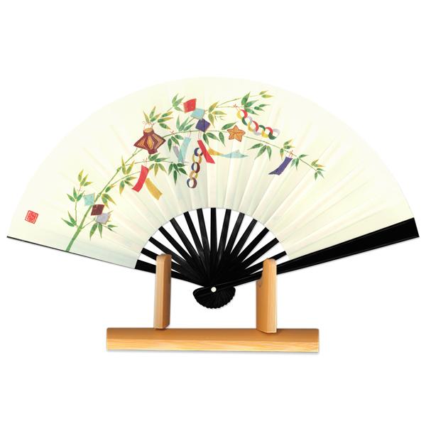 歳時記 飾り 茶扇台付きセット 黒塗 七夕(Tc05)