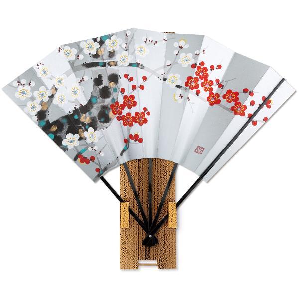高級飾り京扇子 梅/台付(U115)