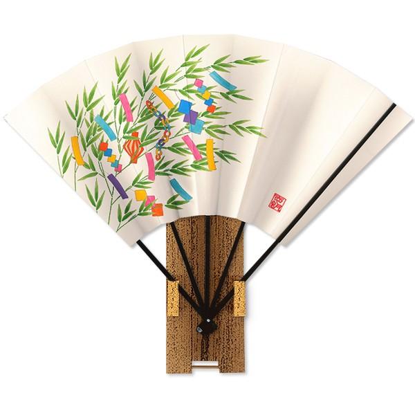 高級 飾り 京扇子 七夕　手描き / 台付 (U201)