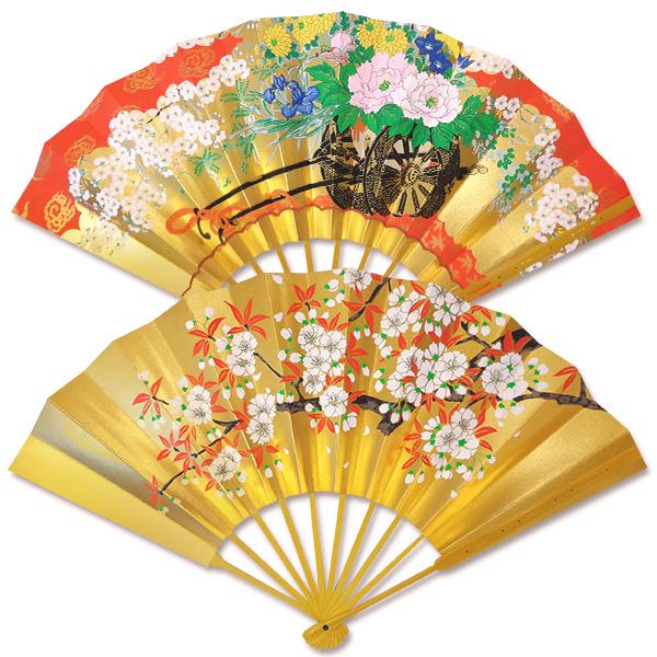 飾り京扇子 高級仕舞扇子 桜/花車(Ub103)