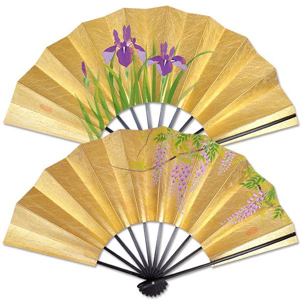 飾り京扇子/舞扇子タイプ  藤/あやめ(Xe006)