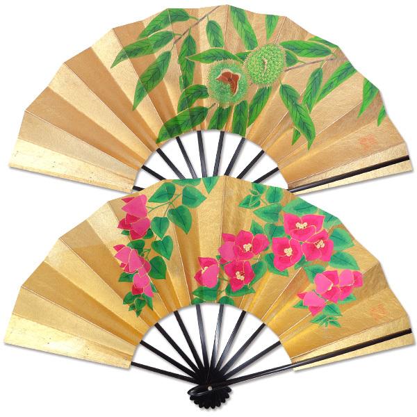 飾り京扇子/舞扇子タイプ 栗/ブーゲンビリア(Xe008)