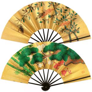 外国へのお土産飾り扇子/七福神セット＜ゴマ竹台付き ＞(Ra303) : 扇子