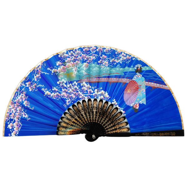飾り京扇子/サテン扇子/舞妓　青/21cm(Z114)