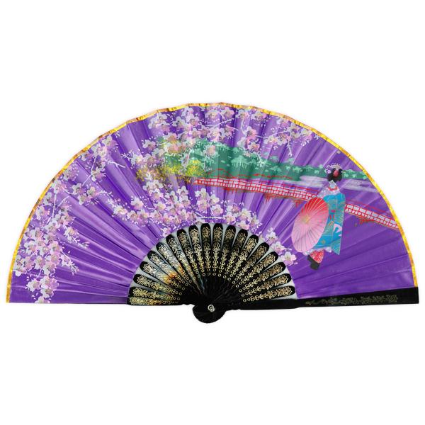 飾り京扇子/サテン扇子/舞妓　紫/21cm(Z116)