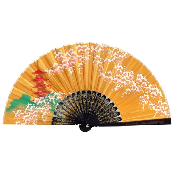 飾り京扇子/サテン扇子/塔桜金/21cm(Z123)