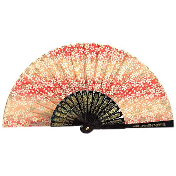 飾り京扇子/金襴櫻 赤/25cm(Z301)