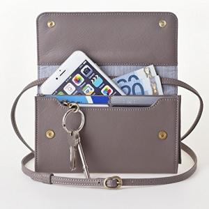 [ビッグサイズ] スイス発のお財布にもなる　「ショルダーミニバッグ・プラス」　iPhone 6Plus, 7Plusなど大きいスマホ向け / グレイ