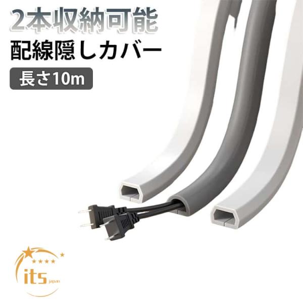 両面テープ付 ケーブルモール 配線モール 配線カバー 配線カバー D型 2本収納可能 10m 切断可...
