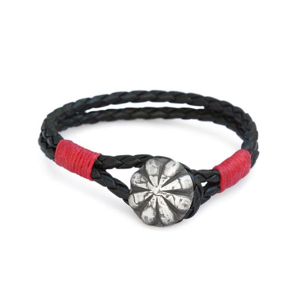 Button Works ボタンワークス フラワーコンチョ レザーブレスレット (BLACK) 正規...