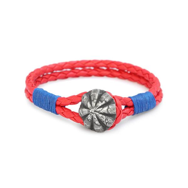 Button Works ボタンワークス フラワーコンチョ レザーブレスレット (RED) 正規品 ...