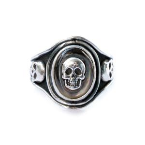 Lee Downey リーダウニー Cast Skull Ring (Black Shell) / スカル リング 指輪 シェル 貝殻 宝石 ドクロ シルバー メンズ レディース 送料無料